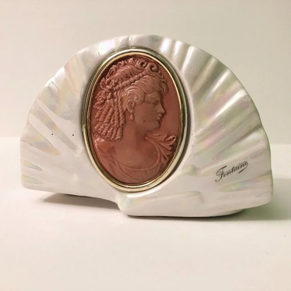 Vintage Capodimonte Fontaine Iridescent Ceramic  Napkin Holder Cameo Italy - Picture 14 of 16